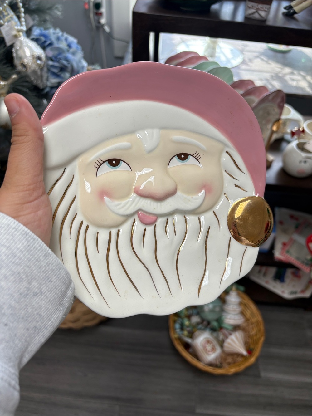 Pink santa face plate by Glitterville